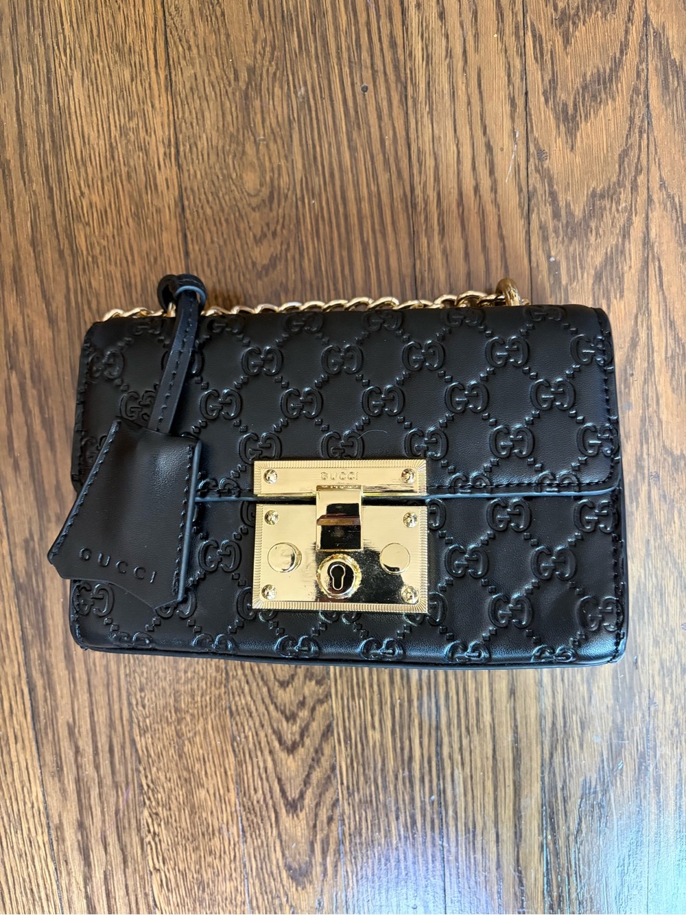 Gucci Black Quilted Leather Shoulder Bag with Gold crossbody clutch mini